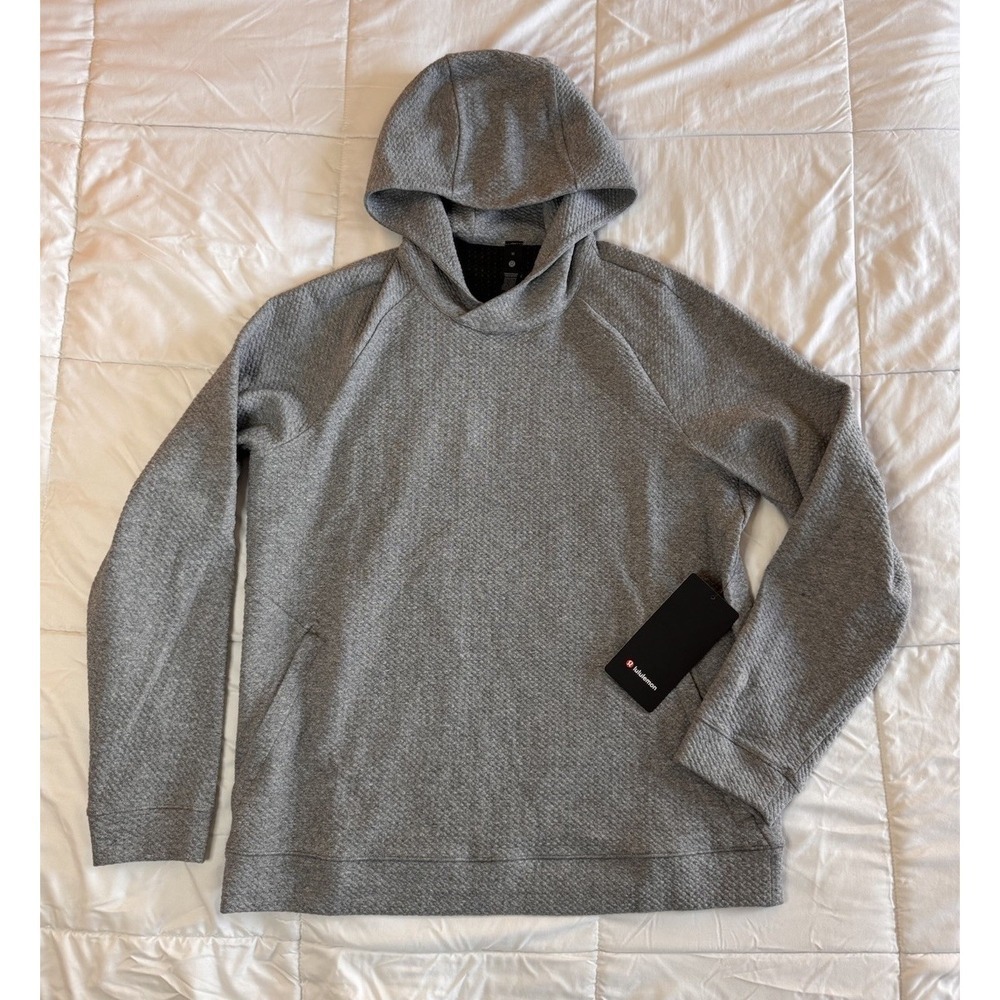 New Lululemon Textured Double-Knit Cotton Hoodie Size Small Heathered Black